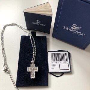 NWT Vintage Swarovski Silver Cross Pendant Necklace - CRY/RHS #1809006